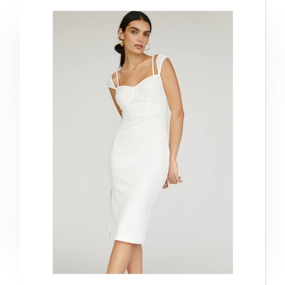 Anthropologie Dresses & Skirts - Anthropologie Women's Sz.XL Textured Knit Midi Dress White Cotton blend Bodycon